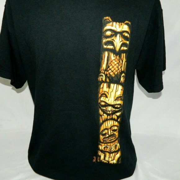 Mens  L Native Totem Pole Bill Helin T Shirt Black - Picture 2 of 6